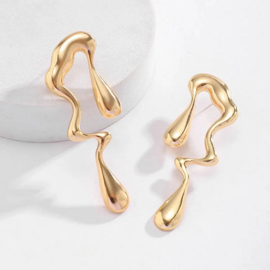 Abstract Gold Statement Earrings