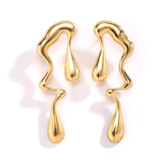 Abstract Gold Statement Earrings